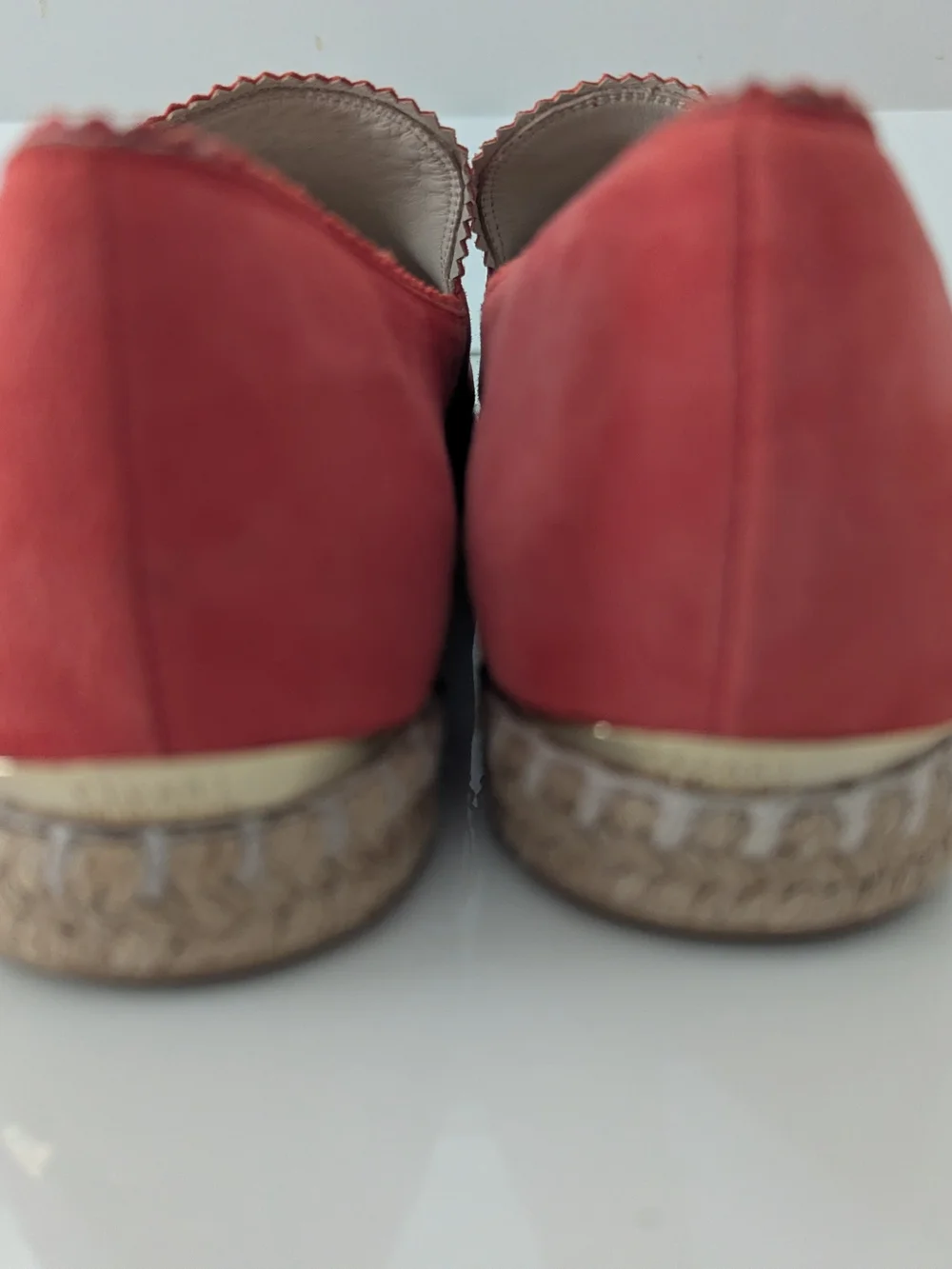 Women's Stuart Weitzman Coral Red Suede Espadrille Loafers Size 10 Shoes